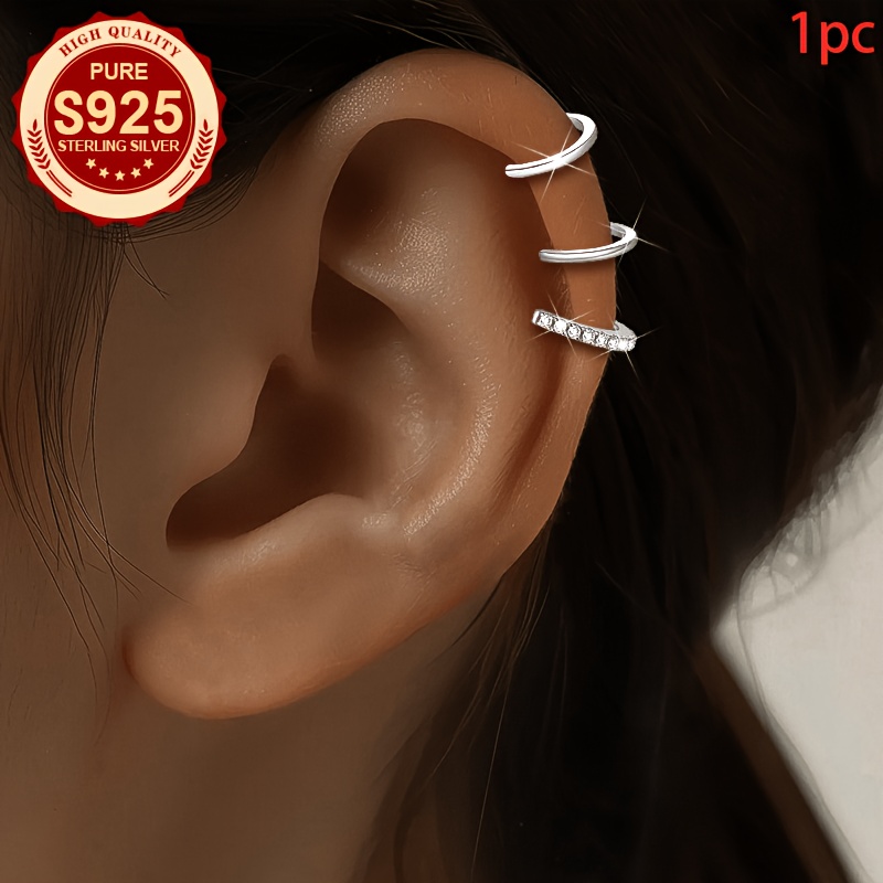 Women's S925 Silver Three-Tier Clip-On Earrings